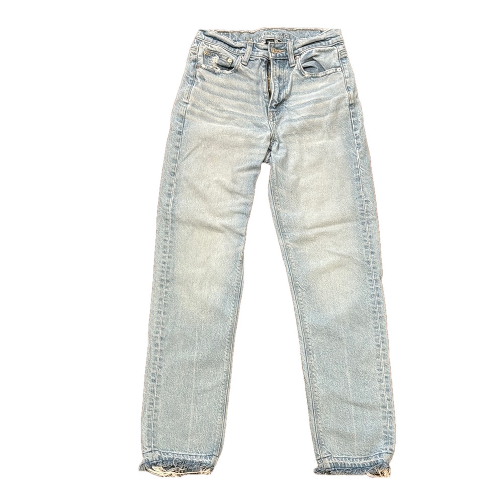 American Eagle raw hem straight jeans, size 0